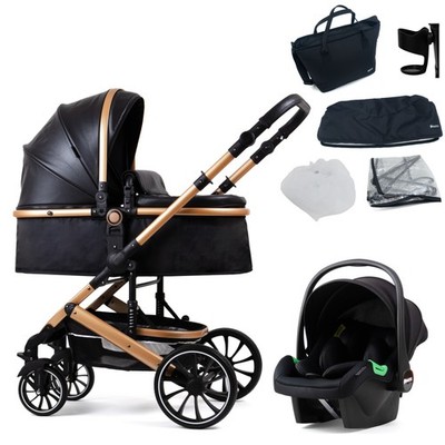 Pixini Kinderwagen Kalani 3in1 gold/schwarz