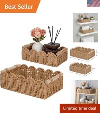Toilet Paper Storage Organizer Basket, Scalloped Decorative Baskets for Over ...