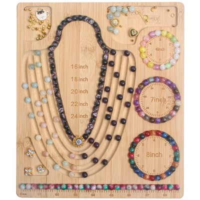 Bead Board for Jewelry Making, Bamboo Beading Tray Design Mat for Necklaces, ...