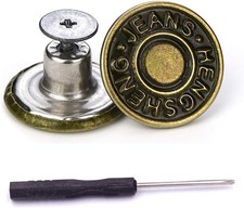 15 Sets Replacement Jeans Buttons, 17mm No-Sew Nailess Removable Metal Jeans But