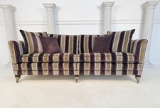 Immaculate Duresta Trafalgar 3 Seater Purple Grey Stripe Knole Sofa RRP £6500 #2