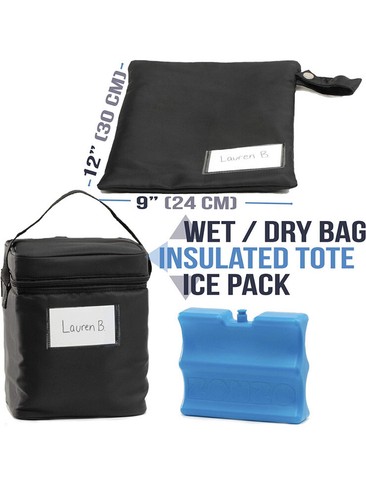 Zohzo Breastmilk Cooler Bag Black - Insulated with Ice Pack & Wet/Dry Bag - Picture 4 of 6