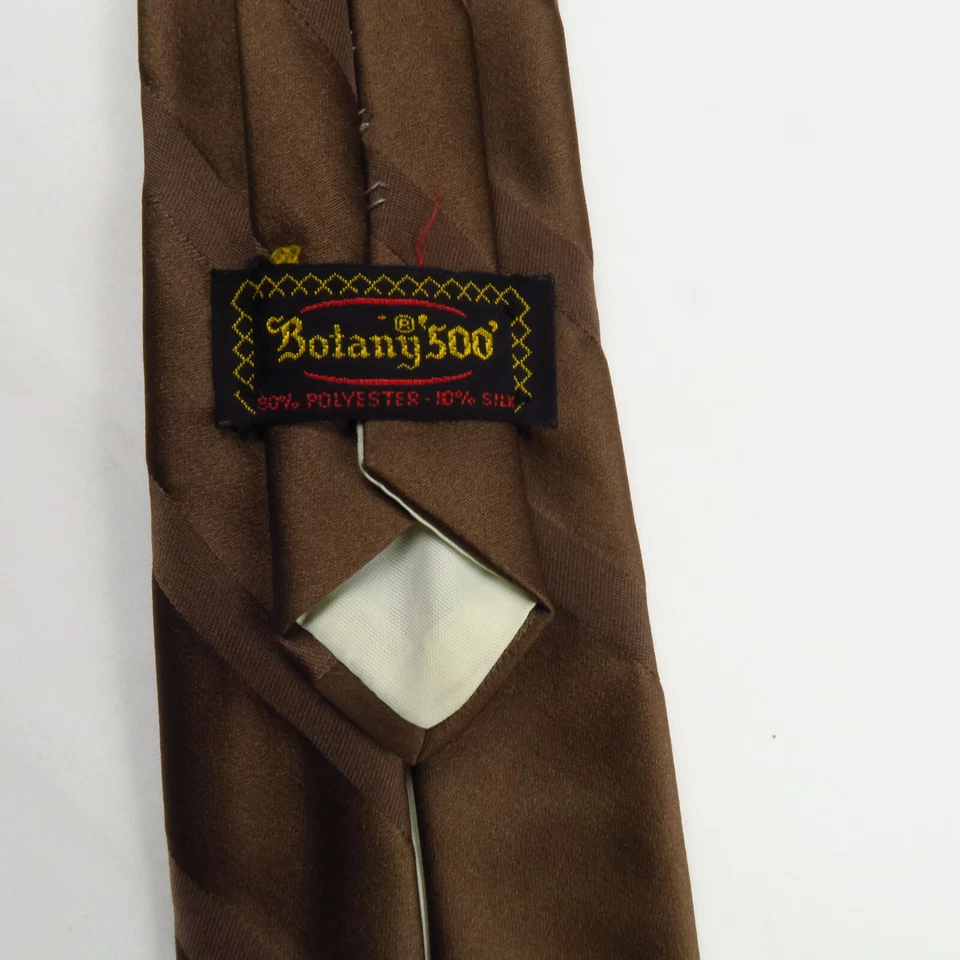 Vintage Botany 500 Brown Striped Monochrome Neck Tie 55"x3.25" Short Classic - Image 3 of 4