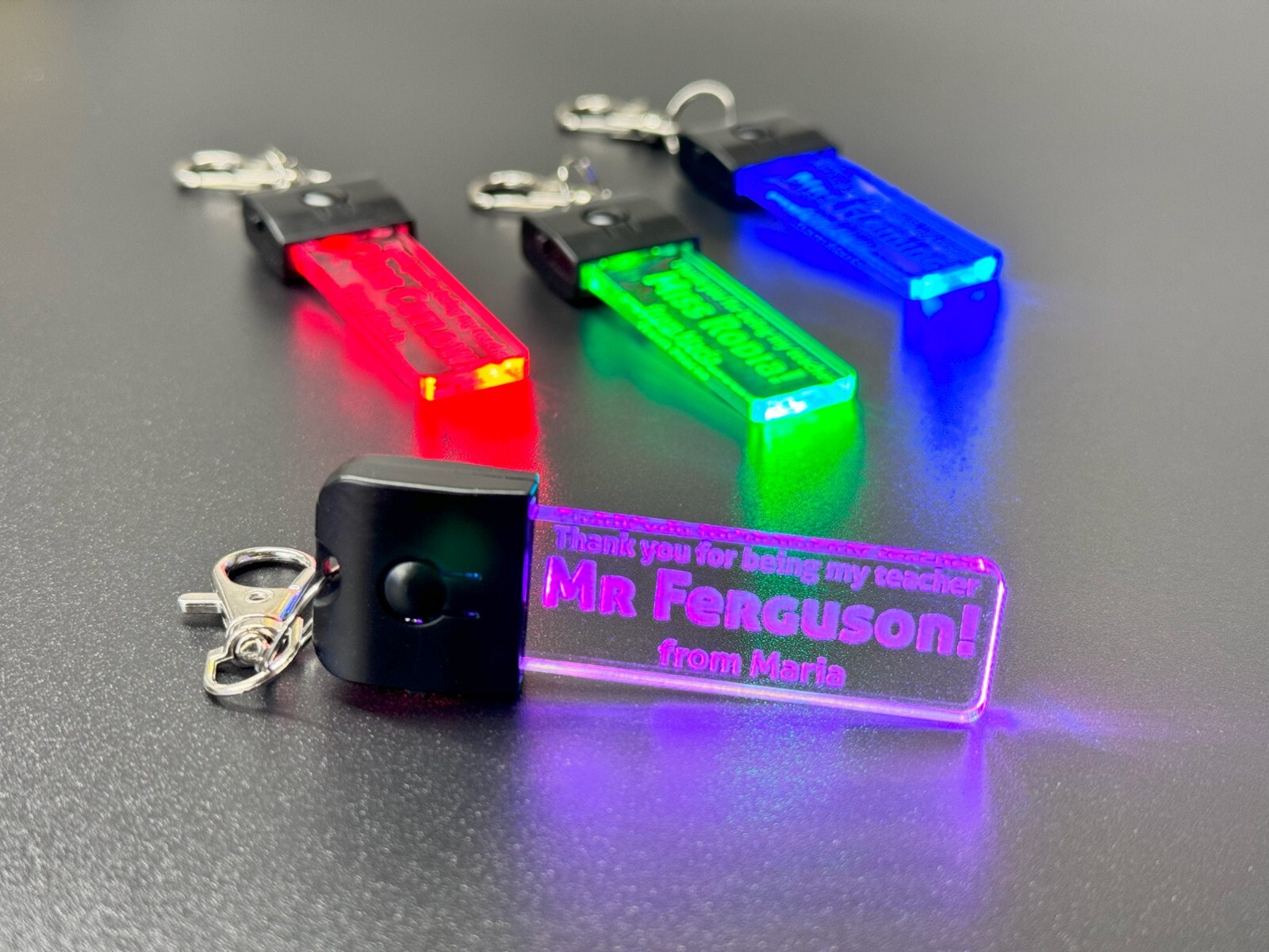 Llavero Personalizado-Luz LED-7 Colores-Llavero-Profesor-Estudiante-Escuela