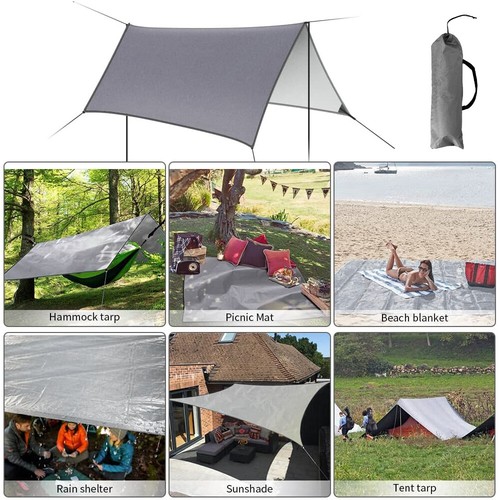 NEU Zeltplane wasserdicht Outdoor Tarp Ultraleicht Camping Plane Sonnenschutz UK - Bild 14 von 20