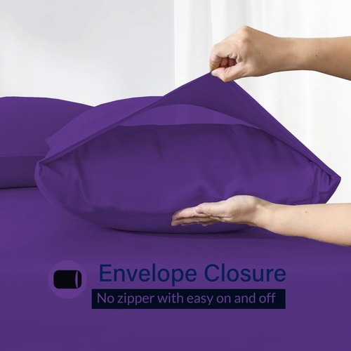 Sábana plana de calidad premium + fundas de almohada elige todos los colores y tamaños sólidos 1000TC - Imagen 32 de 42