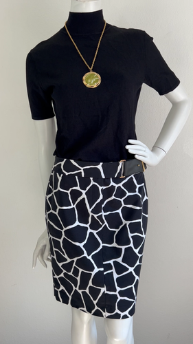 NEW Michael Kors MK Skirt Animal Print Gold Tone Faux Belt Black Size Small 4 - Video 1 of 1