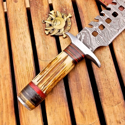 CUSTOM Handmade DAMASCUS STEEL KNIFE Hunting Knife Bowie KNIFE W/SHEATH TN-6926 - Picture 6 of 8