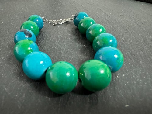 Kugel Armband Landschafts Chrysokoll rek.  ca. 20+3 cm 14 mm - Bild 1 von 5