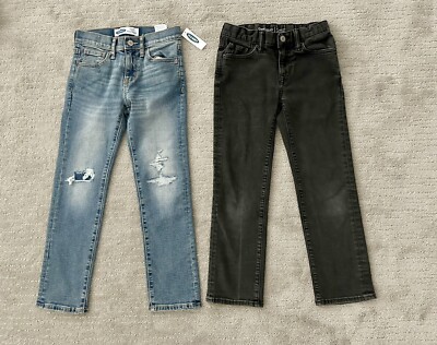 New Set of 2 Gap Old navy Kids Jeans Regular Black Distressed Detail Blue size 7