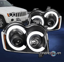 Fit 2005 2006 2007 Jeep Grand Cherokee Led Tube Projector Headlights Lamp Black