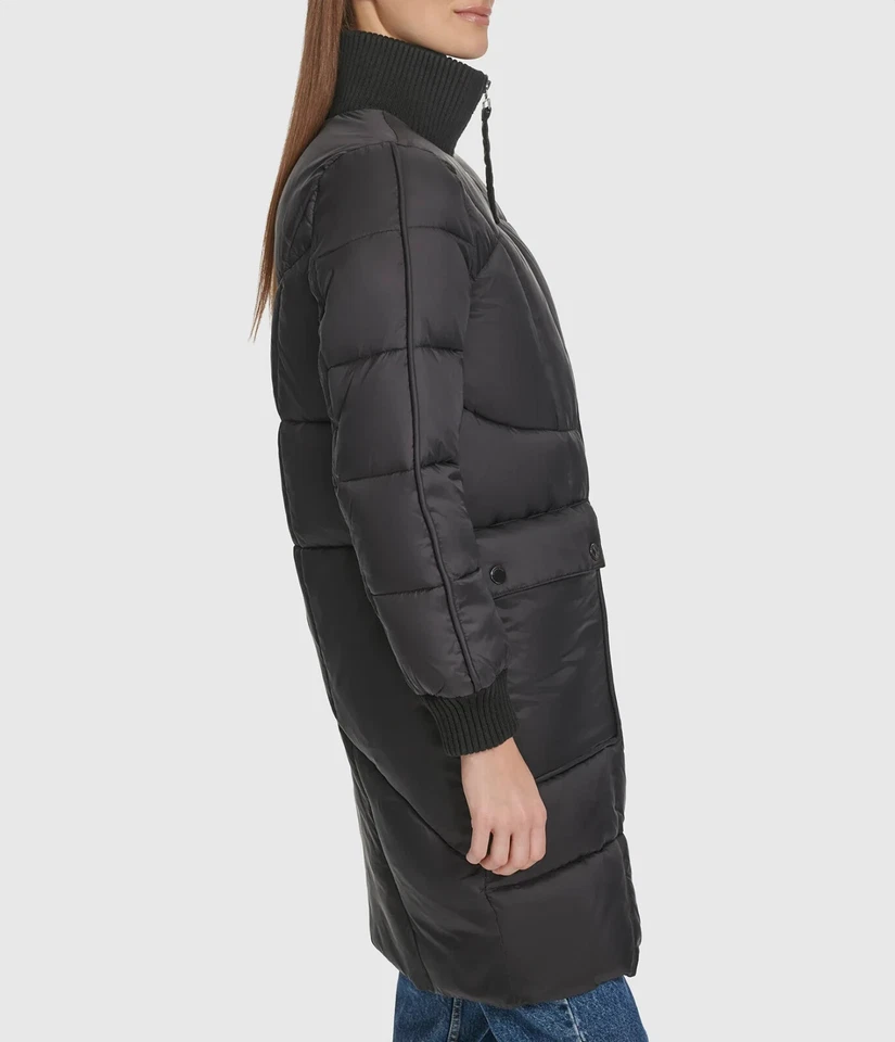 $250 Andrew Marc Pavia Chaqueta acolchada con capucha sintética acolchada, negra, pequeña Foto 3 de 4