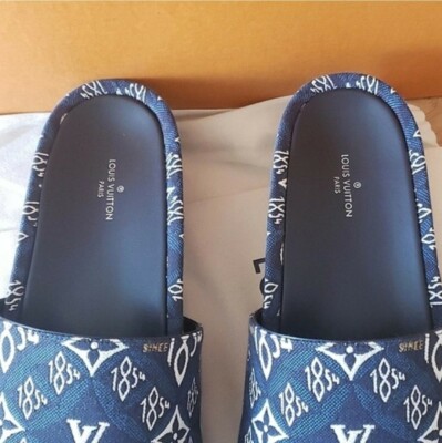 LOUIS VUITTON 1854 Blue MONOGRAM REVIVAL EMBROIDERED SANDAL
