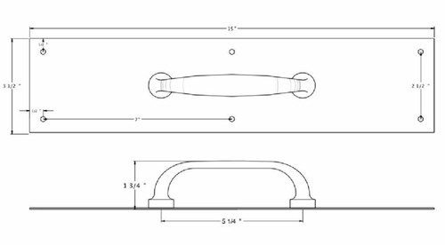 Deltana PPH55 Push Plate w/ Handle | 3-1/2 x 15 Inch | Solid Brass | 8 Finishes - Picture 2 of 18