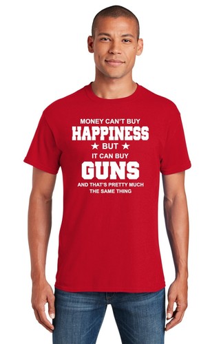 Funny 2nd Amendment Gun Rights Money Cant Buy Happiness Can Buy Gun Mens T Shirt - Picture 6 of 13