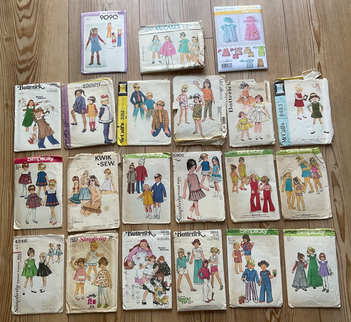 Vintage Lot of 21 Childrens Toddlers Sewing Patterns Some Cut Unchecked As Is