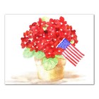 Creative Products Red Flowers with American Flag 14 x 11 Canvas Wall Art
