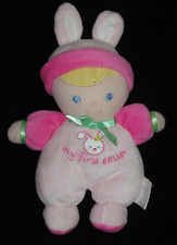 Prestige Plush Doll Baby Lovey Pink My First Easter Bunny Ears Blonde Rattle
