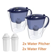 10 Cup Water Filter Pitchers 4-Layer Sediment Filtration System BPA Free 2 Pack