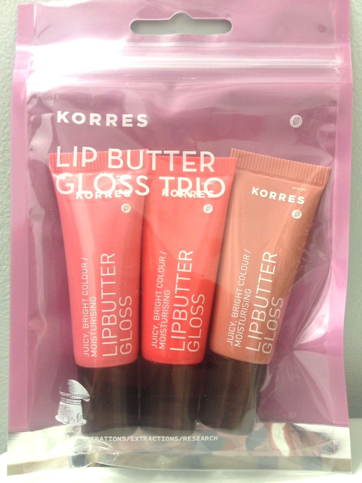 KORRES Lip Butter Gloss Trio Pink, Peach, & Natural 3 x 10 ml eBay