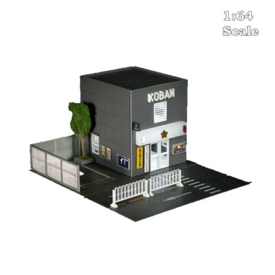 1/64 Diorama Japanese Police Station Scene Model with LED Car