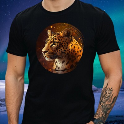 Herren T-Shirt Leopard Motiv Baumwolle Größe XS bis 5XL