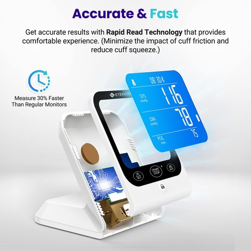 Etekcity Blood Pressure Monitor for Home - Cuff for Standard to Large Arms - Picture 7 of 13
