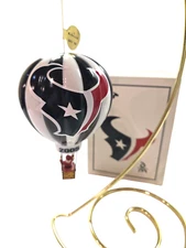 Vintage Danbury Mint NFL Houston Texans 2005 Santa in Balloon Christmas Ornament