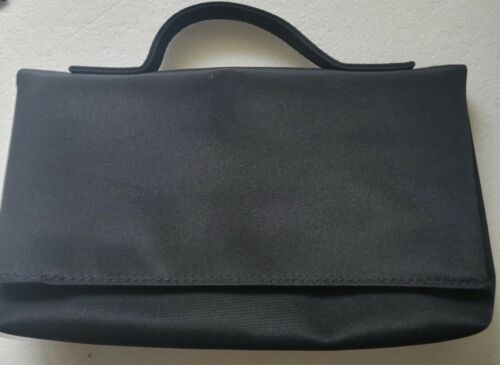 VTG NINA RICCI PARIS FOR Air De Temps Travel Cosmetic Bag Purse Black Nylon - 第 1/8 張圖片