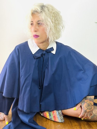 1980’s 80s Cotton Faille Oversized CAPE Peter Pan Collar Vintage Swing Coat L XL - Picture 15 of 17