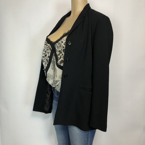 Apostrophe Black Stretch Basic Blazer Women's Size 8 Coat Long Sleeves Lined Top - Picture 2 of 12