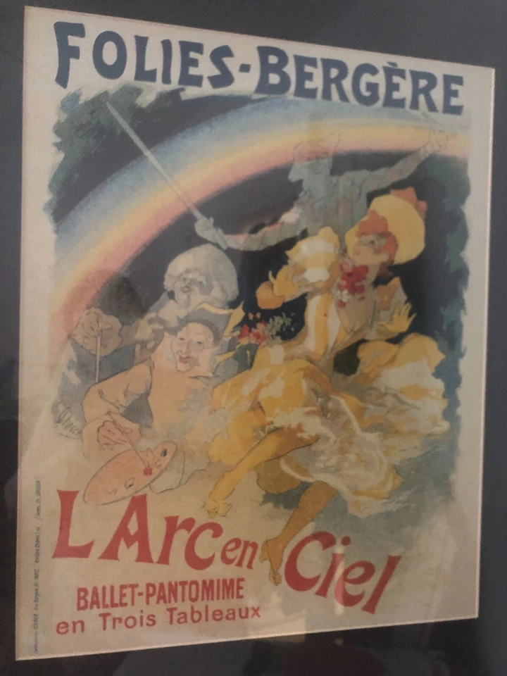Folies Bergere - Litografía/Póster vintage años 80/90 en tapete/marco original 30,5x24,5" Foto 3 de 4