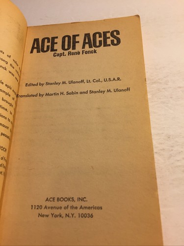 Ace Of Aces - Capt. Rene Fonck (1967, Paperback) An Air Combat Classic - Picture 3 of 12