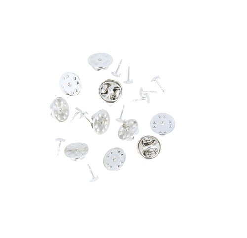Set 10 Fasteners LAPEL PIN BADGE - 1 CM - Metallic - Picture 2 of 2