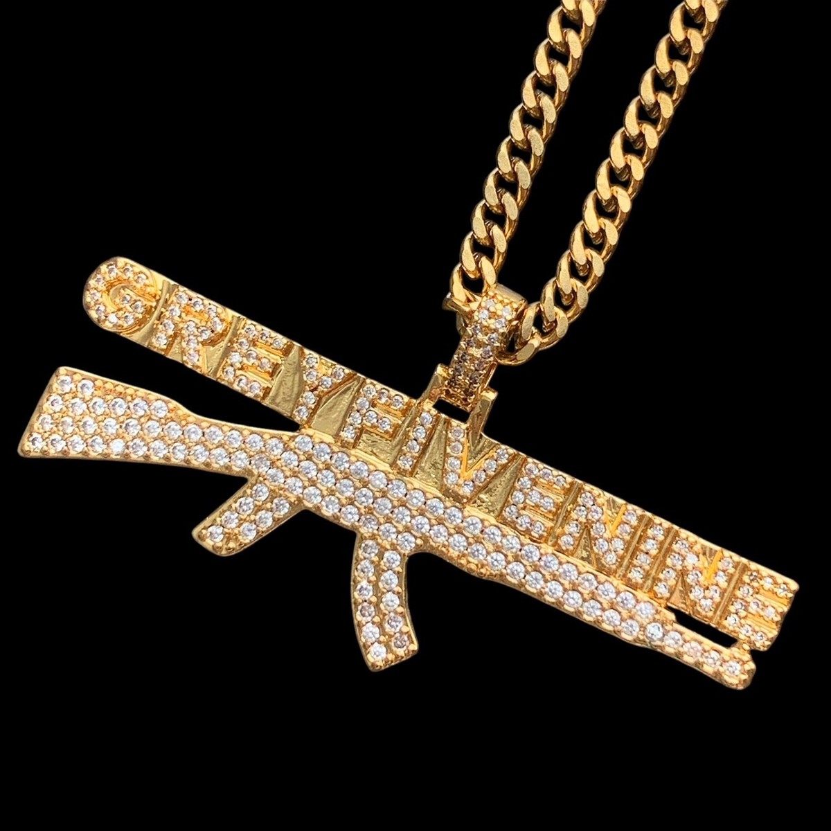 Suicideboys G59 AK Necklace! Gold Iced Out Pendant + Stainless