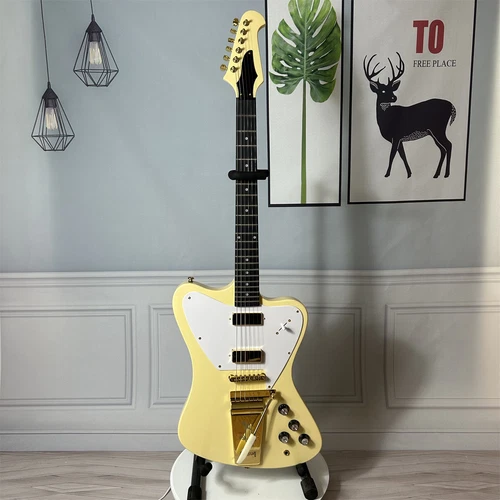Firebird Non-Reverse Cream Color Electric Guitar SS Pickups Gold Hardware