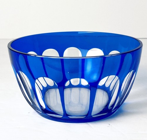 Cut To Clear Cobalt Bowl Plate Set 8 Bohemian Glass Blue Finger Bowl Underplate - Picture 8 of 24
