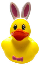 FREE SHIP - EASTER BUNNY BOW TIE CRUISING RUBBER DUCK CRUISE COLLECTIBLE 2 3/4"