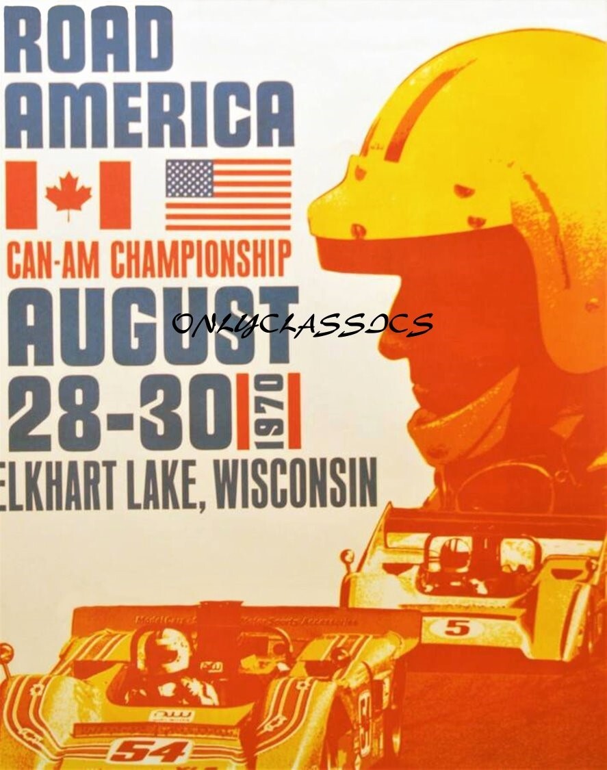 1970 ROAD AMERICA CAN-AM CHAMPIONSHIP 12x15 POSTER SCCA AUTO