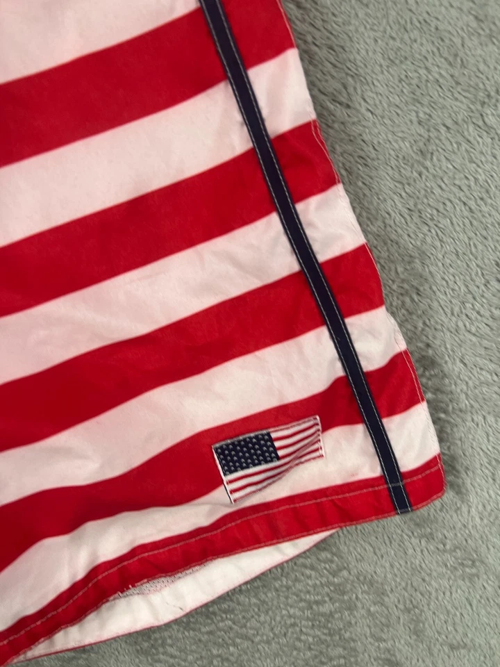 Tabla de natación corta EXIST US FLAG para hombre grande roja azul forrada de malla carga resistente al agua Foto 4 de 4