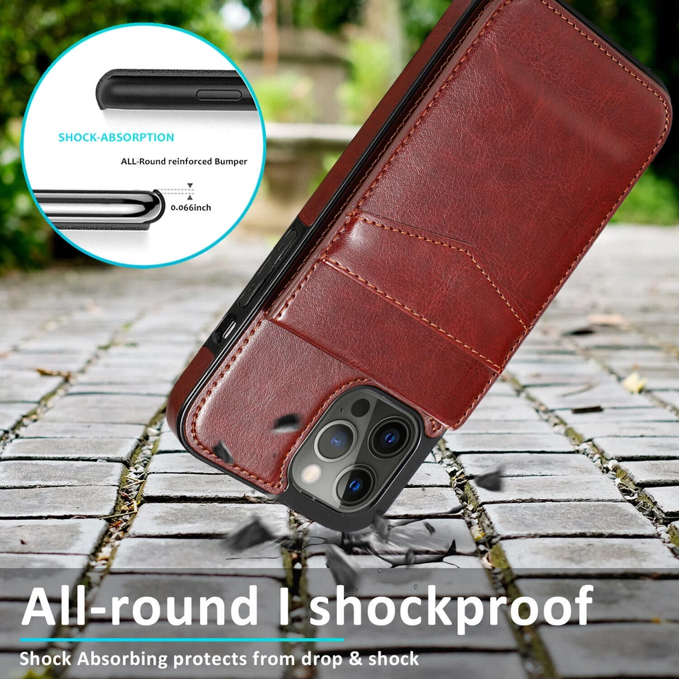 For iPhone 16 15 Pro Max 14 13 12 11 Leather Card Holder Wallet Case Phone Cover - Image 4 of 4