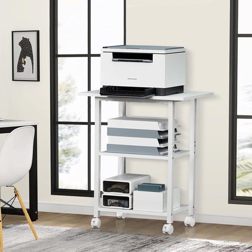 Compact 3-Tier Printer Table - Mobile Organizer with Steel Frame & Easy Assembly - Picture 9 of 10