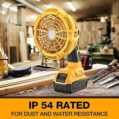 Portable Fan for Dewalt 20V Li-ion Battery with 9W LED Light Jobsite Fan Camping - Picture 4 of 7