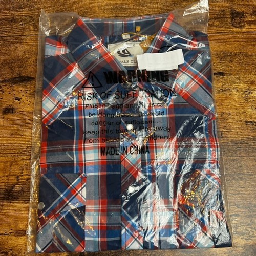 Coevals Club Western Button Up Shirt Mens LARGE Pearl Snaps Plaid Short Sleeve - Bild 4 von 5