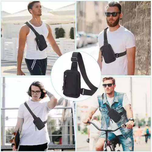 Men's Shoulder Bag Oxford Chest Bag Sling Crossbody Bag Casual Travel Phone Bag - Picture 11 of 11