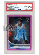 Ja Morant 2019-20 Optic Rated Rookie Hyper Pink Auto Card 168 PSA/DNA Light Blue