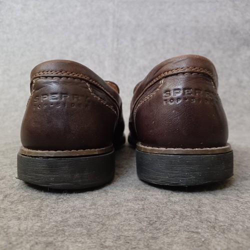 Sperry Top Sider Penny Loafers Mens 7.5 Brown Dark Burgundy Leather Shoes - Picture 6 of 12