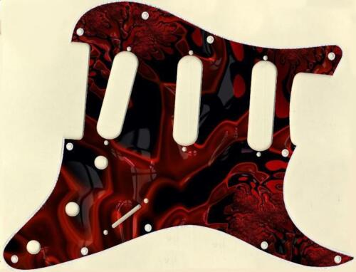 Stratocaster Pickguard Custom Fender SSS11 Hole Guitar Pick Guard Fractal Blood - Picture 1 of 1