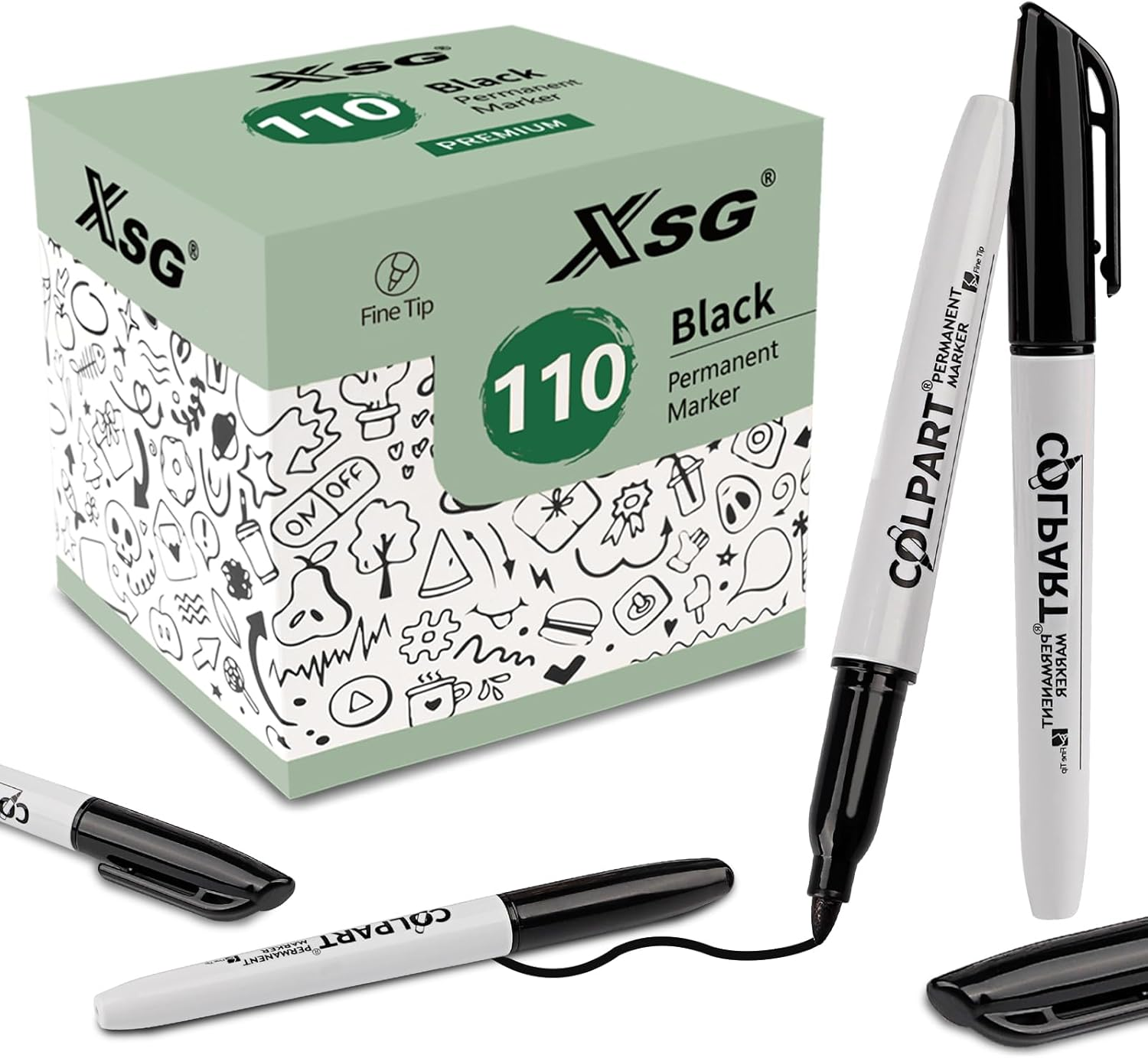 Permanent Markers, 110 Packs Permanent Markers Black, Fine Point Permanent Marke-image