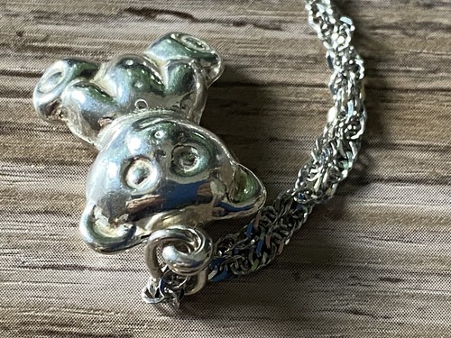 Vintage 925 Sterling Silver TeddyBear Pendant Necklace - Picture 11 of 12